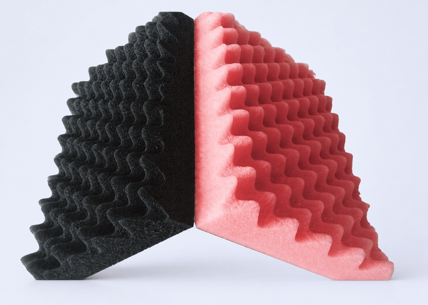 Black and pink convoluted PU foam panels
