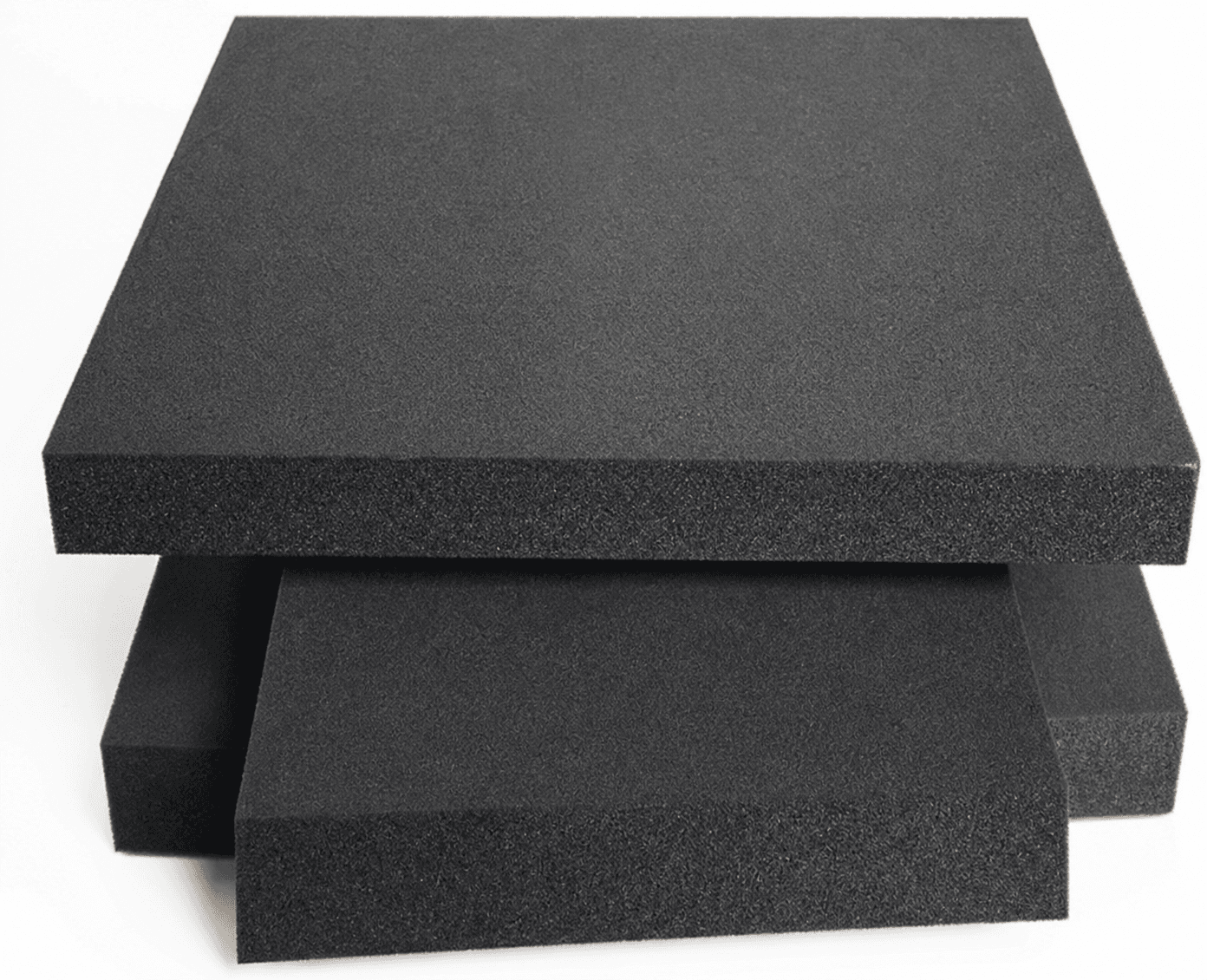 Stacked black PVC-NBR cellular foam sheets