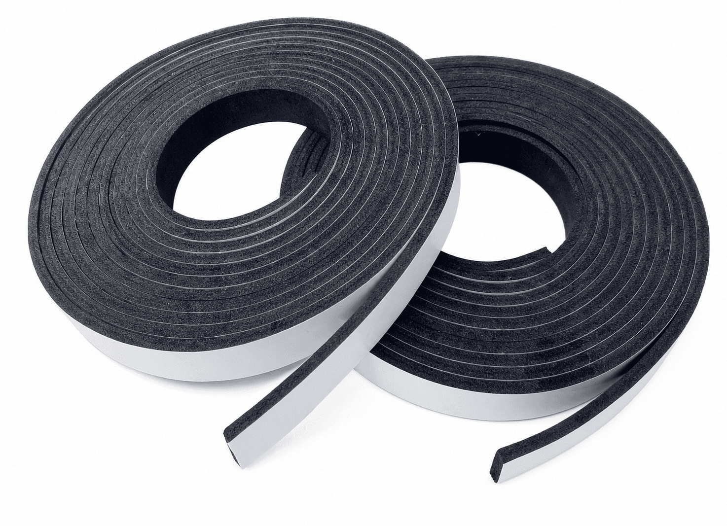 Two coiled adhesive foam strips